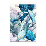 Whales in Clouds at Night Canvas Print 