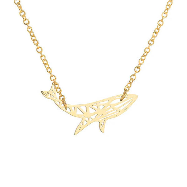 Geometric Gold Humpback Whale Necklace