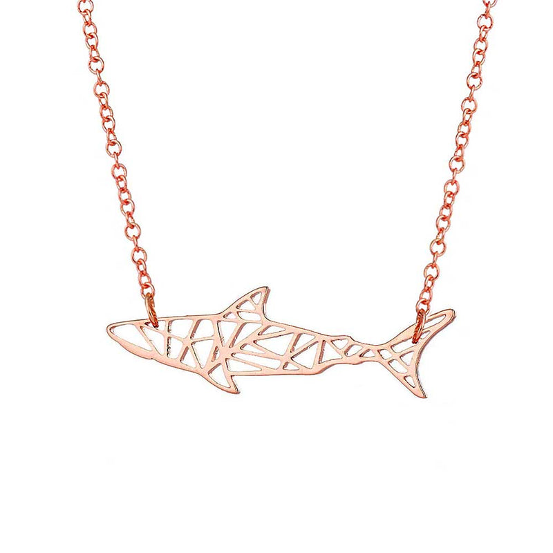 Geometric Rose Gold Shark Necklace