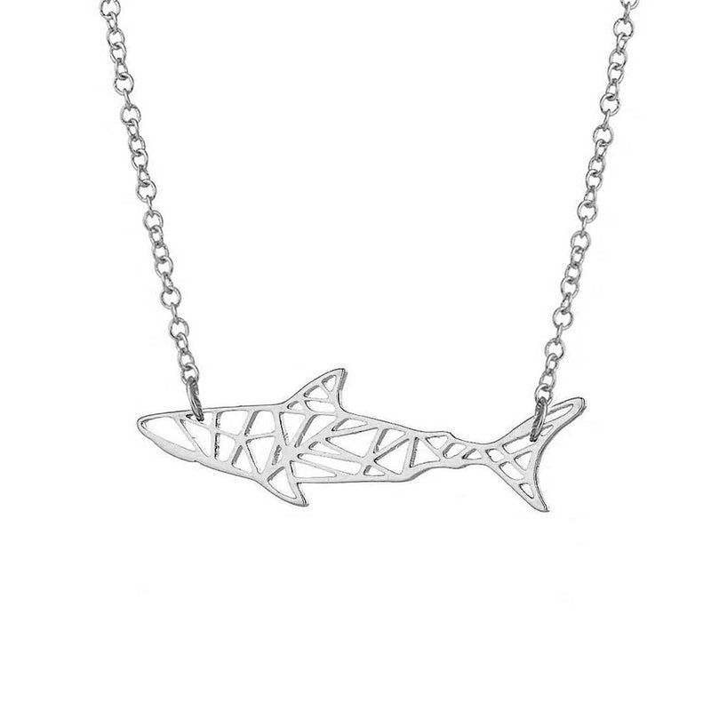 Geometric Silver Shark Necklace