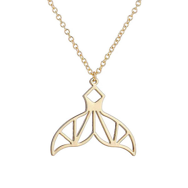 Geometric Gold Whale Tail Necklace