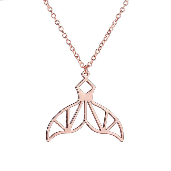 Geometric Rose Gold Whale Tail Necklace