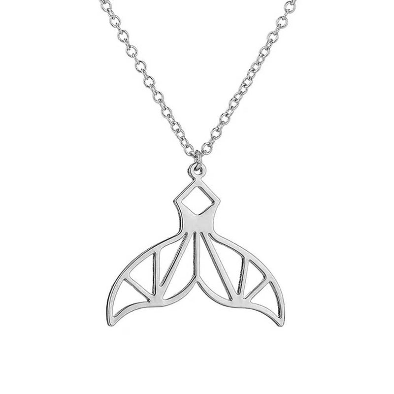 Geometric Silver Whale Tail Necklace