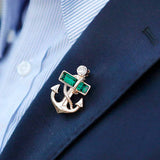 Anchor Brooch in Gold on Lapel