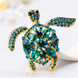 Gollld Plated Crystal Sea Turtle Brooch 