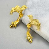 Gold siamese fighting fish earrings
