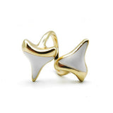 Gold Shark Tooth Ring with white enamel