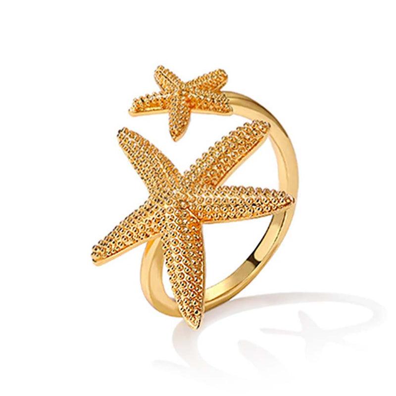 Gold Twin Starfish Ring