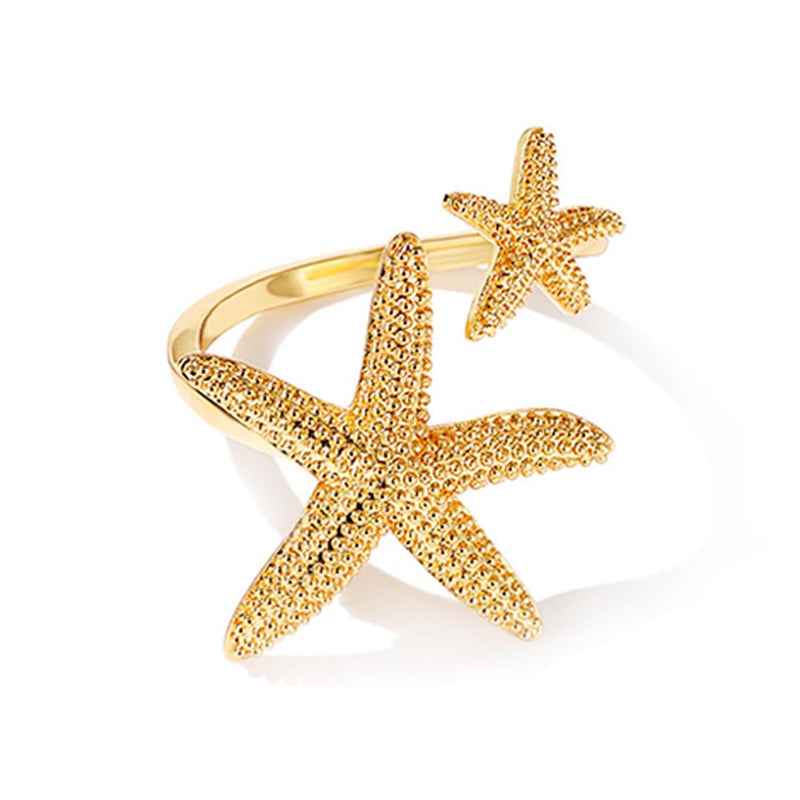 Resizable Gold Starfish Ring on white background