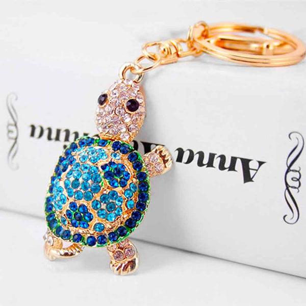 Turtle Keychain Charm with Blue-Green Resin and Iridescent Rhinestones. Sea Turtle Keychain Sea Turtle Lover Gift Hawaiian Lover  main image 3