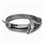 Gray Leather Anchor Bracelet