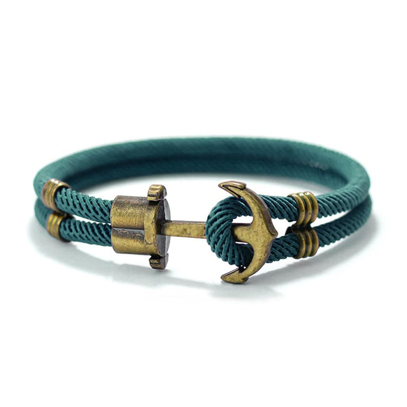 Green Vintage Brass Anchor Bracelet