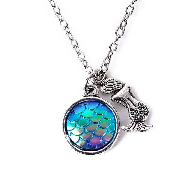 Blue & Lilac Mermaid Scale Necklace & Pendant