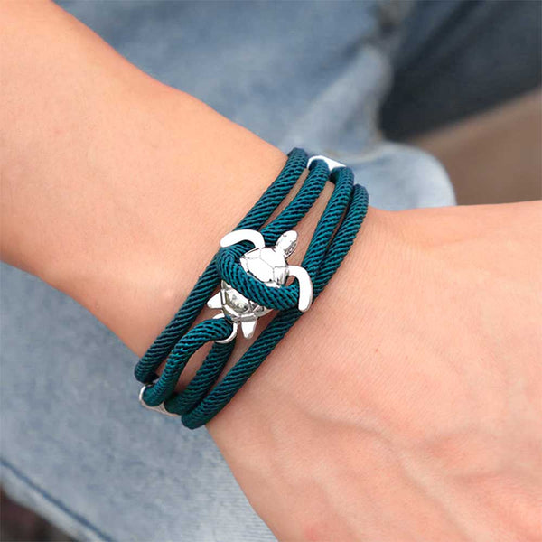Man's wrist wearing a Sea Turtle Rope Bracelet