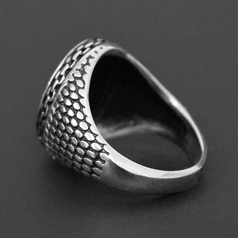 Side view of Silver Sovereign Ring for Men