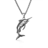 Silver Swordfish Necklace on white background