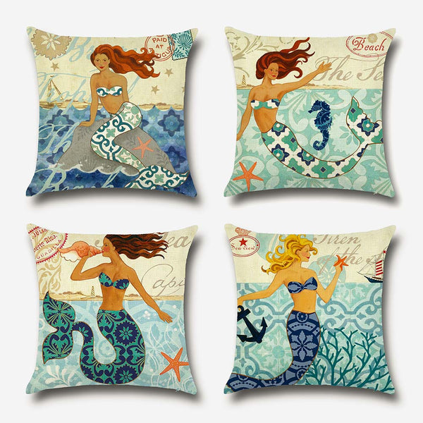 Set of four Mermaid Cushion Covers