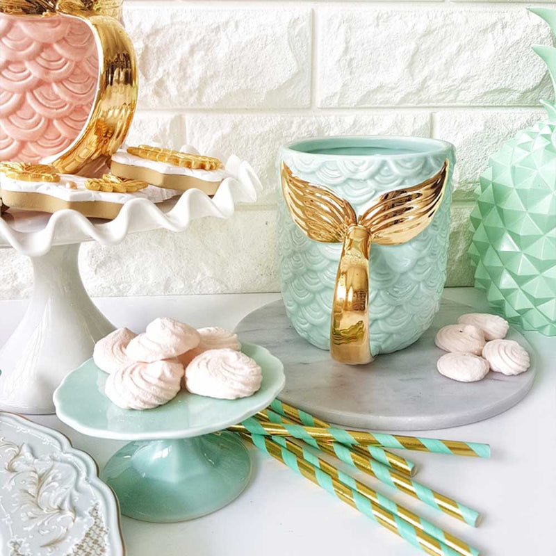 Green and Gold Mermaid Cups 