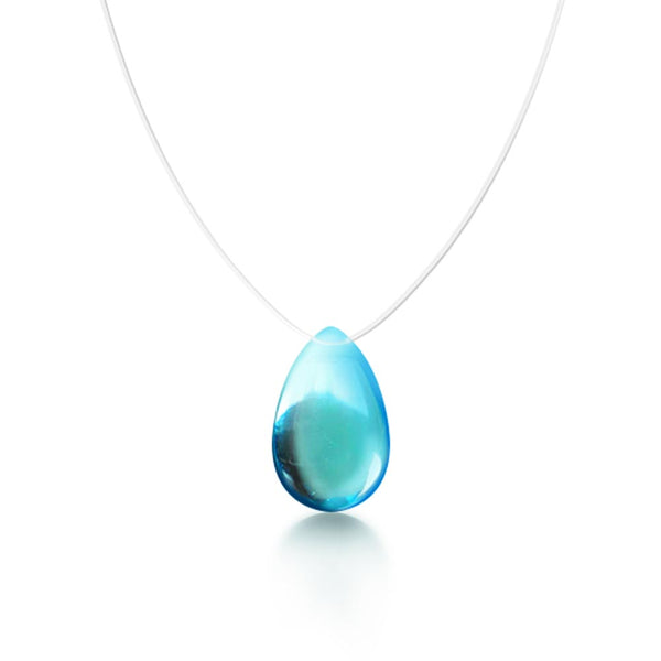 Iridescent Blue Mermaid Tear Necklace