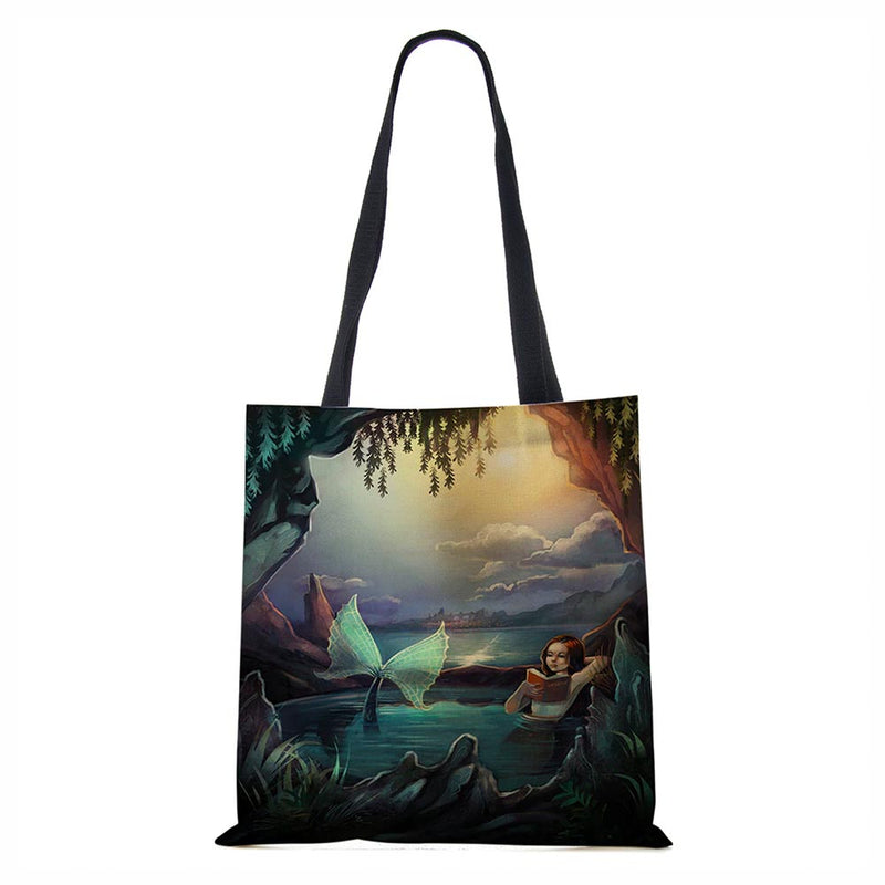 Mermaid in bath tote bag