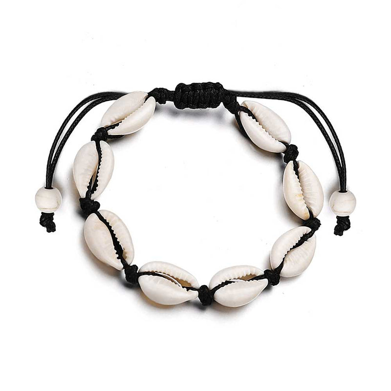 Cowrie Shell Anklet on Black Cord 