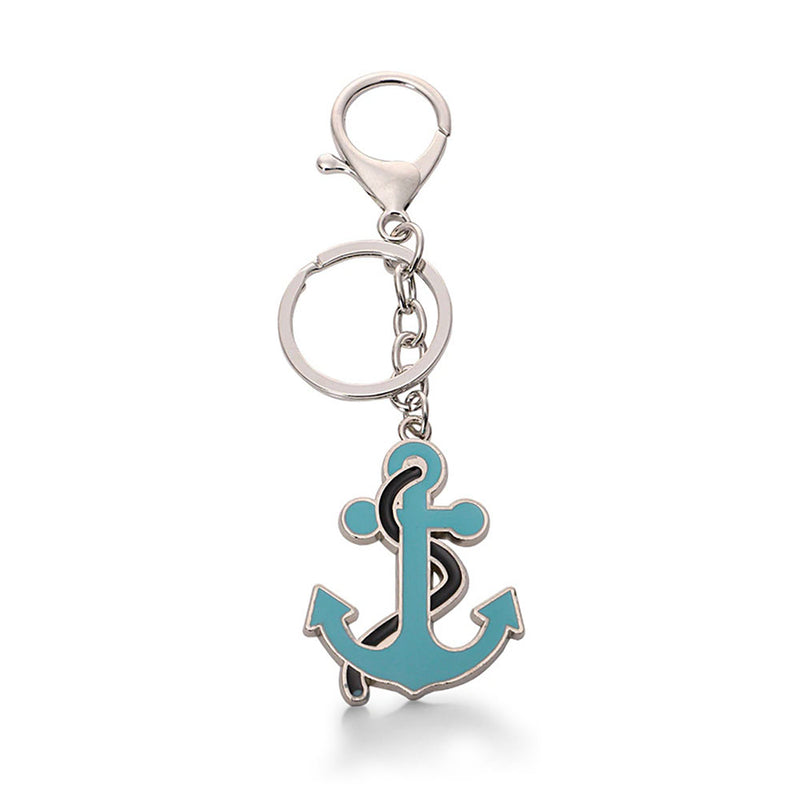 Blue Enamel Anchor Keychain