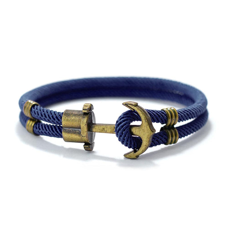 Navy Vintage Brass Anchor Bracelet
