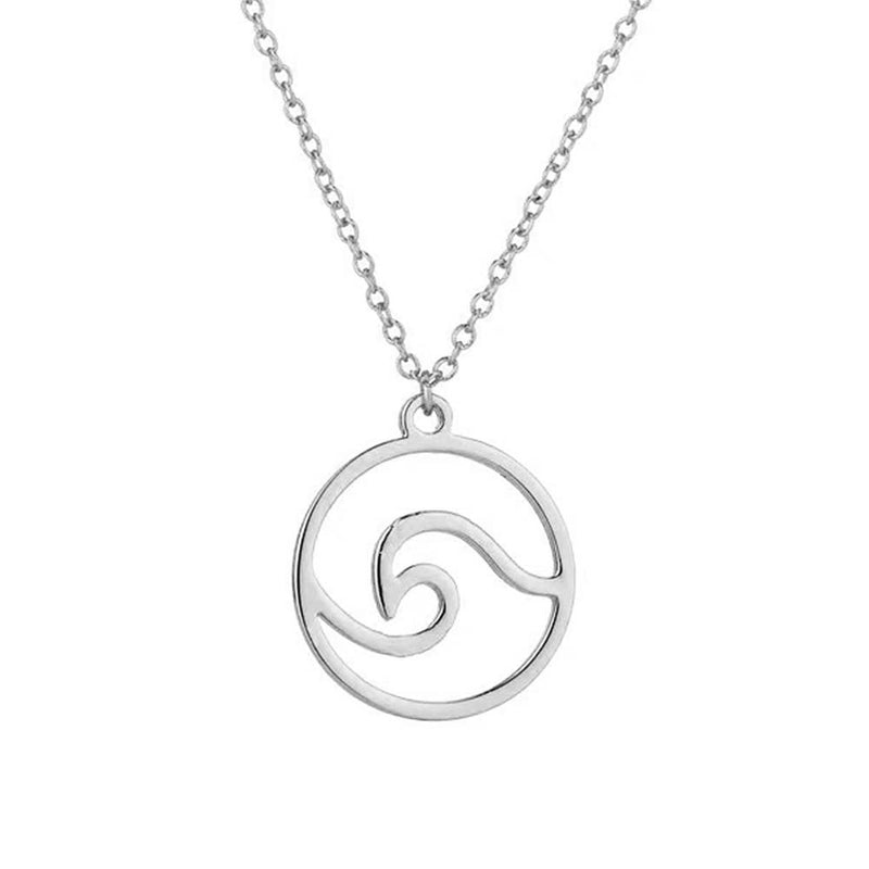 Ocean Wave Necklace in Silver 