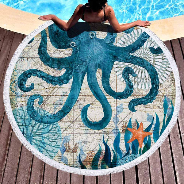 Octopus Beach Towel at swimming pool