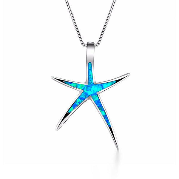 Blue Opal Starfish Necklace