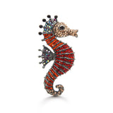 Red Seahorse Brooch with crystal Rhinestones