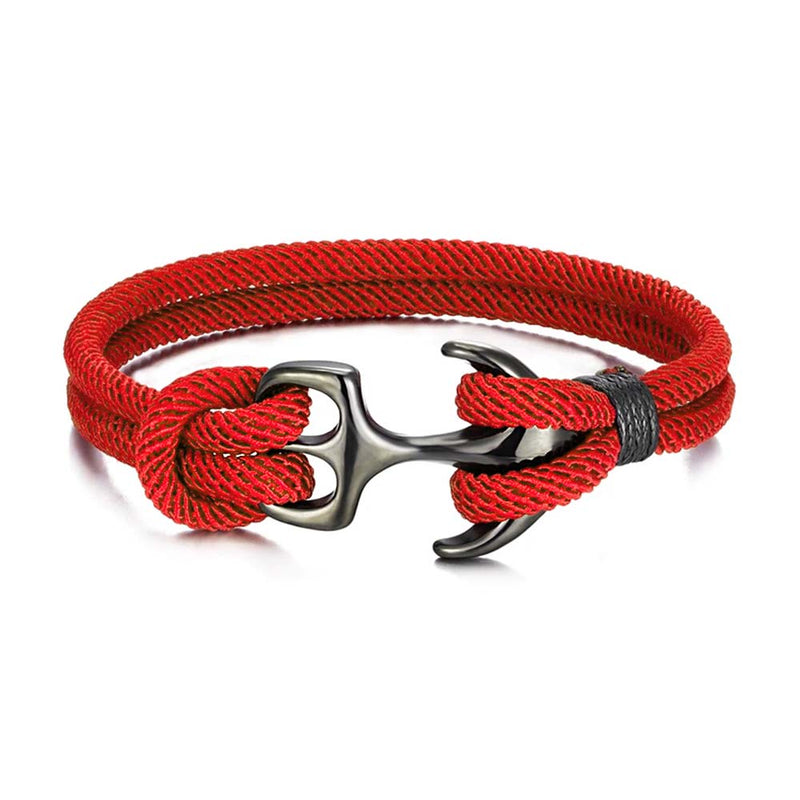 Men Bracelet - Gold Hope Anchor Red Rope Bracelet – 3just3