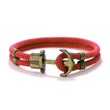 Red Vintage Brass Anchor Bracelet