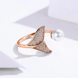 rose gold crystal Mermaid Ring side view