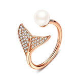 Rose Gold Pavé & Pearl Mermaid Ring