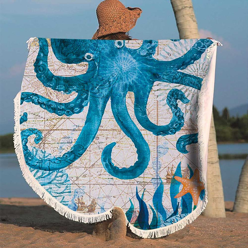 Octopus Beach Towel at Beach