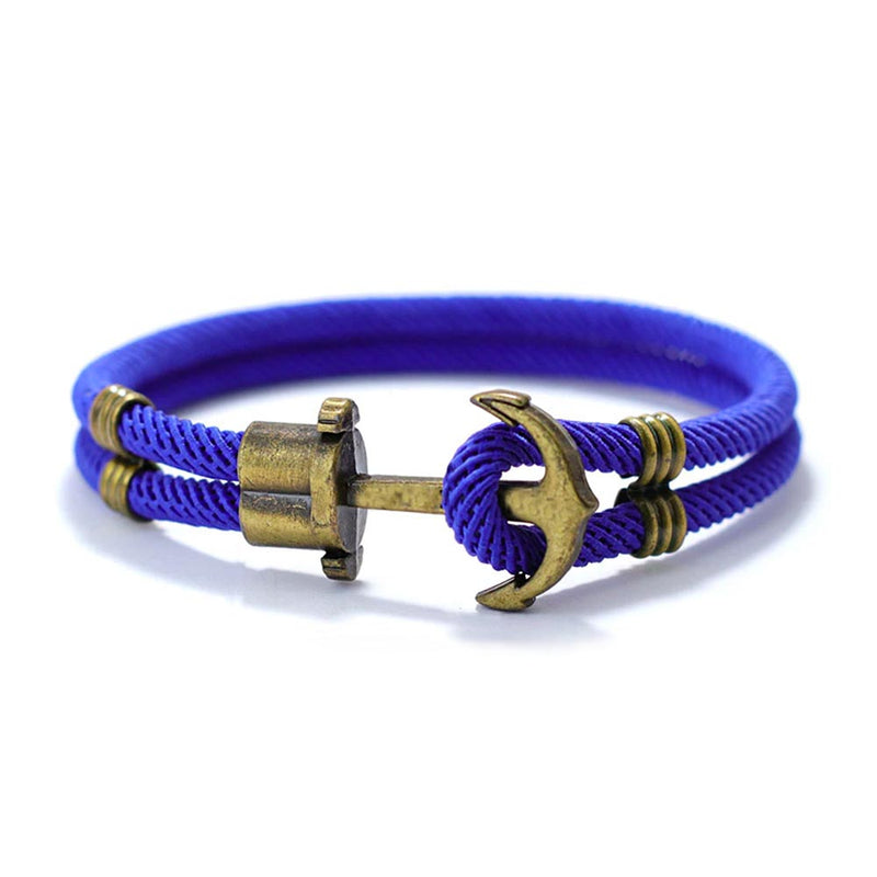 Royal Blue Vintage Brass Anchor Bracelet
