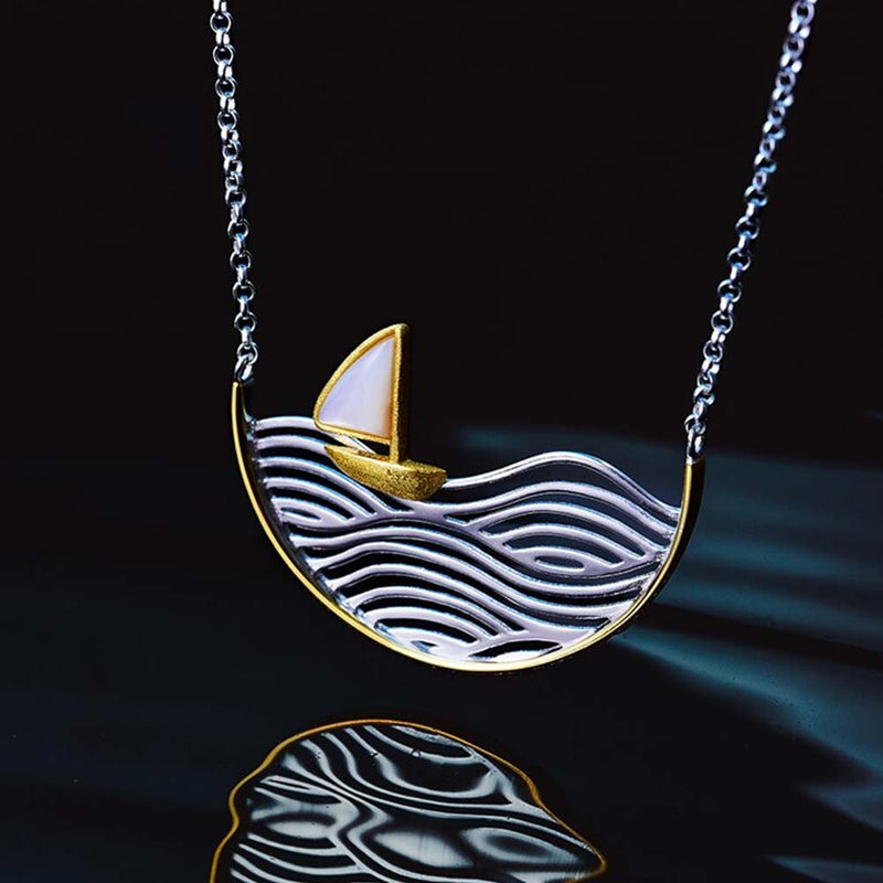 Gold & Silver Sailboat Necklace