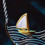Detail of Gold Sailboat Necklace