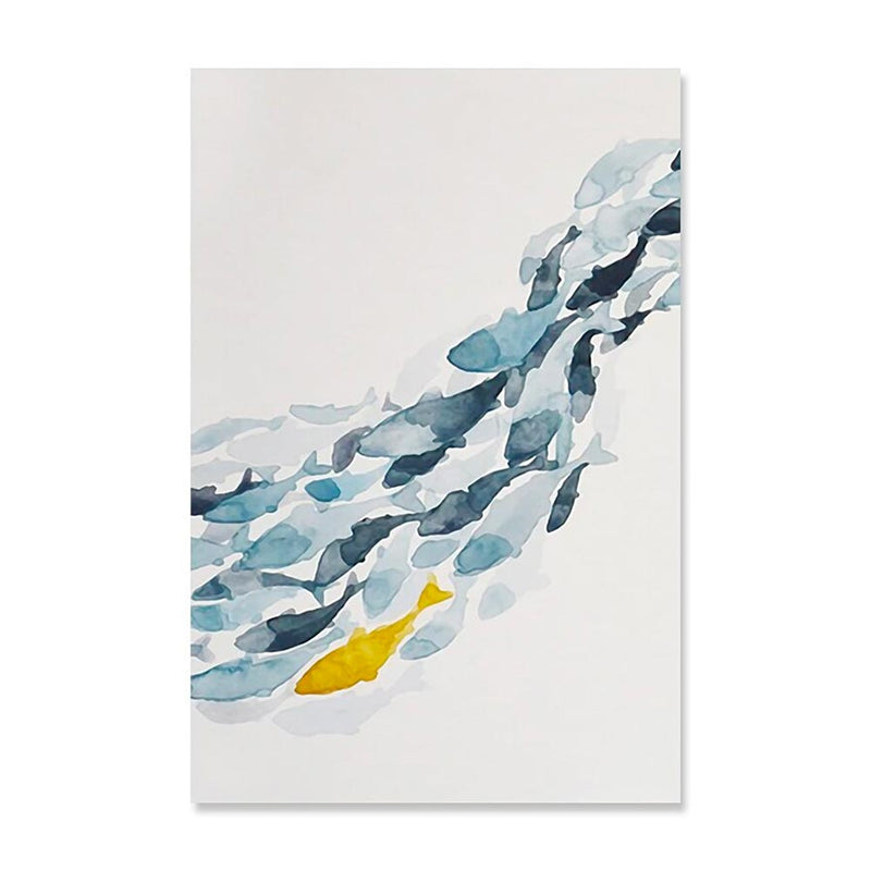 Blue and yellow Fish Print - Canvas One