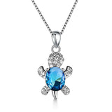 Blue & Green Crystal Turtle Necklace