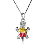 Pink & Yellow Crystal Turtle Necklace
