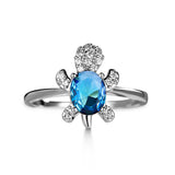 Blue & Green Crystal Turtle Ring