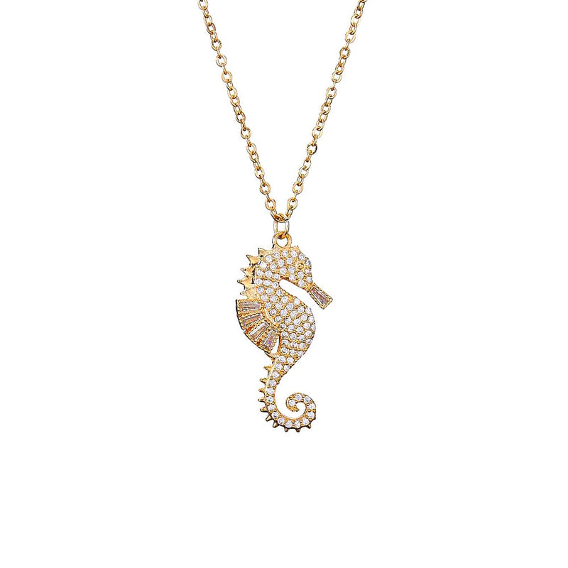 Sparkling Gold Seahorse Necklace