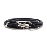 Silver White Shark Bracelet with Black Rope