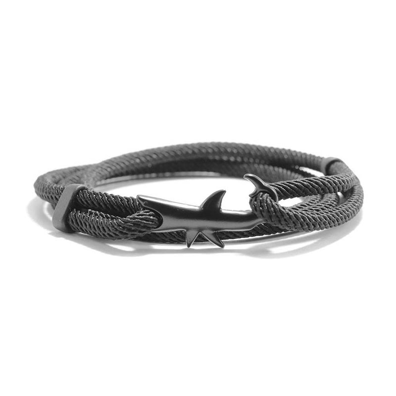 White Shark Bracelet with Black Rope