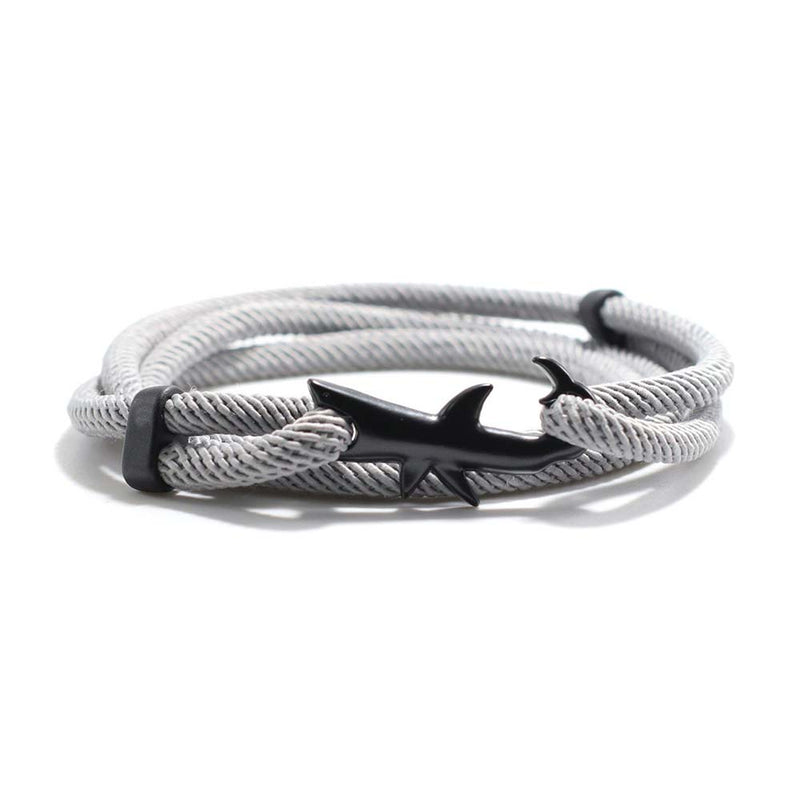 White Shark Bracelet with Gray Rope