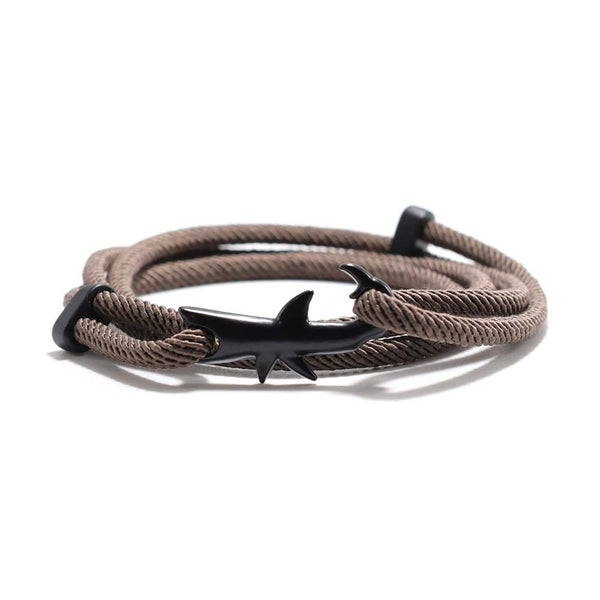 White Shark Bracelet with Brown Rope