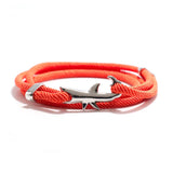 Silver White Shark Bracelet with Red Rope
