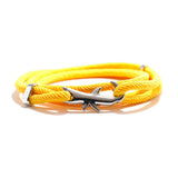 Silver White Shark Bracelet with Yellow Rope